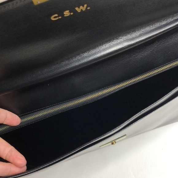 Black Leather Mark Cross folio Briefcase - Picture 7 of 11
